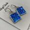 BLUE SQUARE Earrings by Hip Chick Glass, Handmade Dangle Drop Earrings, Silver Drop Earrings, Handmade Jewelry on Sale product 2